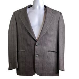 Vintage Bill Robinson Men’s Gray Wool Plaid Blazer Size 36 Old Money